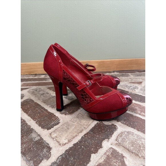 Limelight MINX Super Sexy Red Platform Stiletto Mary Jane Heels Women's Size 8.5 - Picture 7 of 15